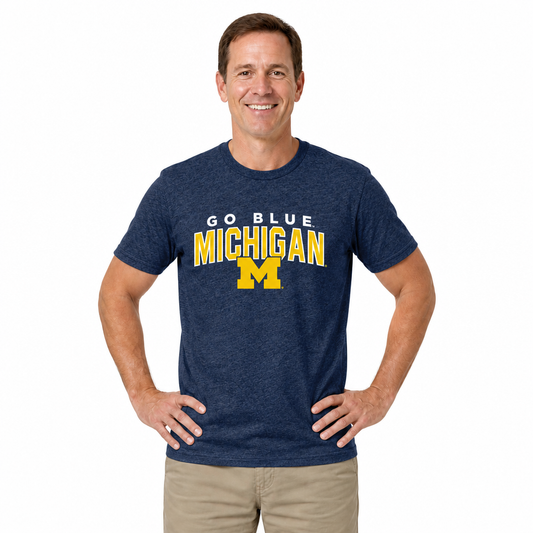 Michigan Wolverines T-Shirt Heathered for Men and Women - Navy Heather