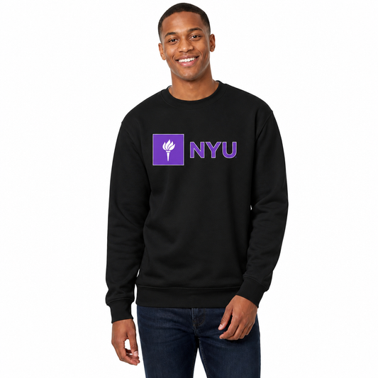 NYU Violets Campus Colors Adult Arch & Logo Soft Style Gameday Crewneck Sweatshirt  - Black