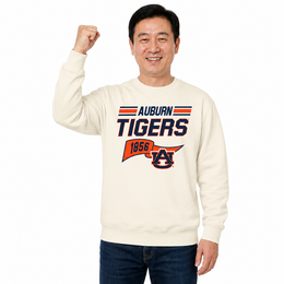 Auburn Tigers Varsity Pennant Crewneck Sweatshirt Men Women Fleece - Off White