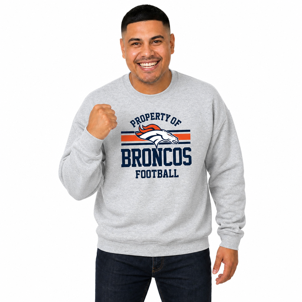 Denver Broncos NFL Property Of Crewneck Sweatshirt - Sport Gray