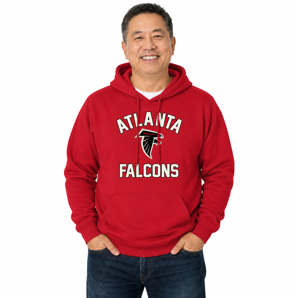 Atlanta Falcons NFL Adult Unisex Retro Gameday Ultra Soft Fleece Hooded Sweatshirt - Red