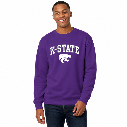 Kansas State Wildcats Adult Arch & Logo Soft Style Gameday Crewneck Sweatshirt - Purple