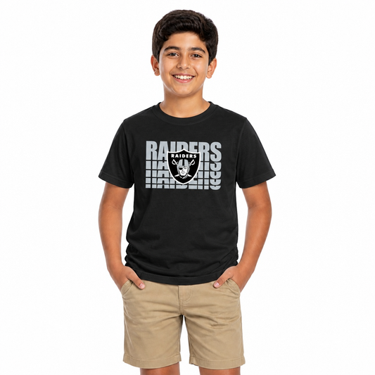 Las Vegas Raiders NFL Youth Repeating Logo Football T-Shirt - Black
