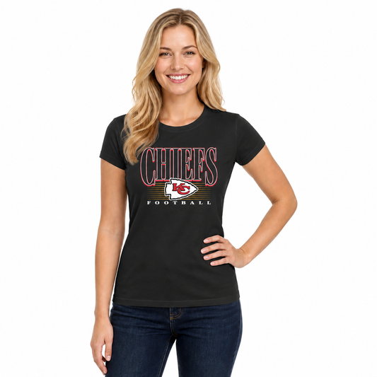 Kansas City Chiefs  Overtime Blueprint Women's NFL Short Sleeve T-Shirt - Black