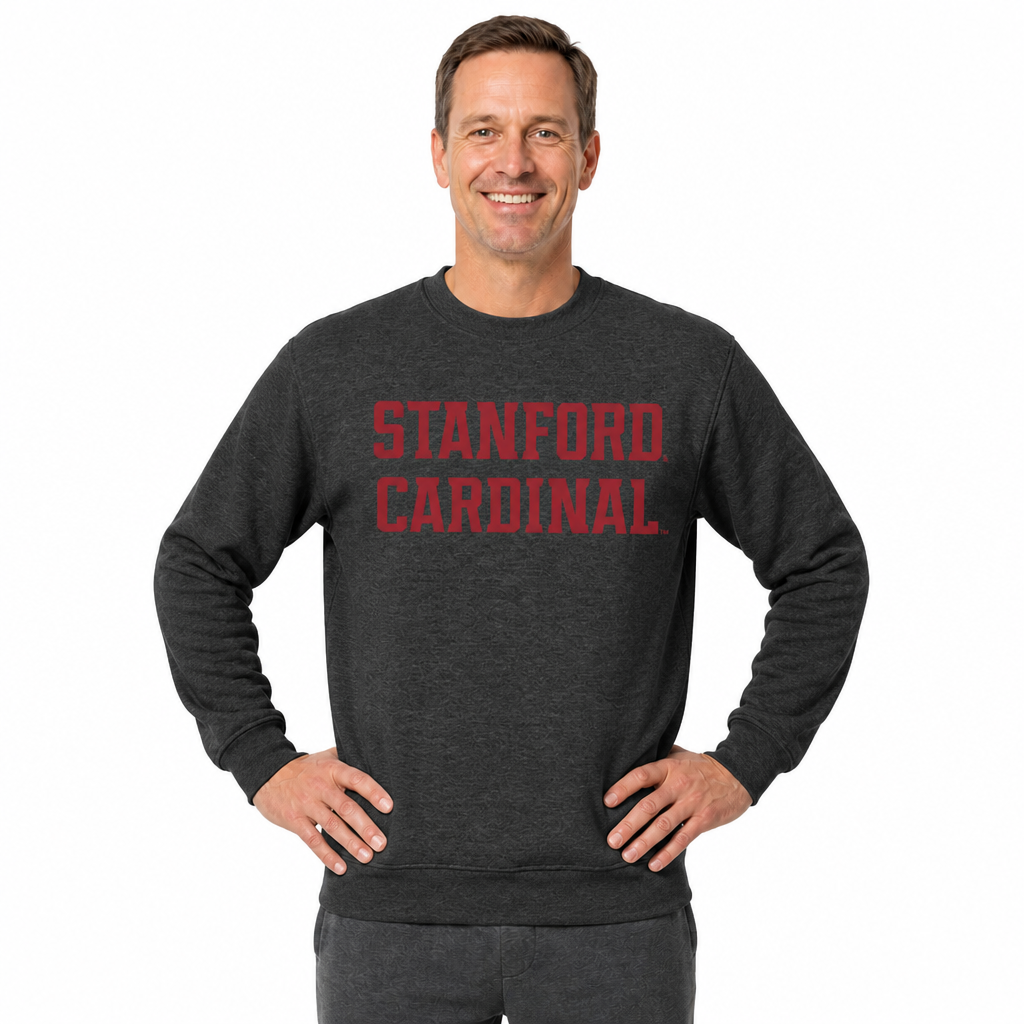 Stanford Cardinal NCAA Adult Charcoal Crewneck Fleece Sweatshirt - Charcoal