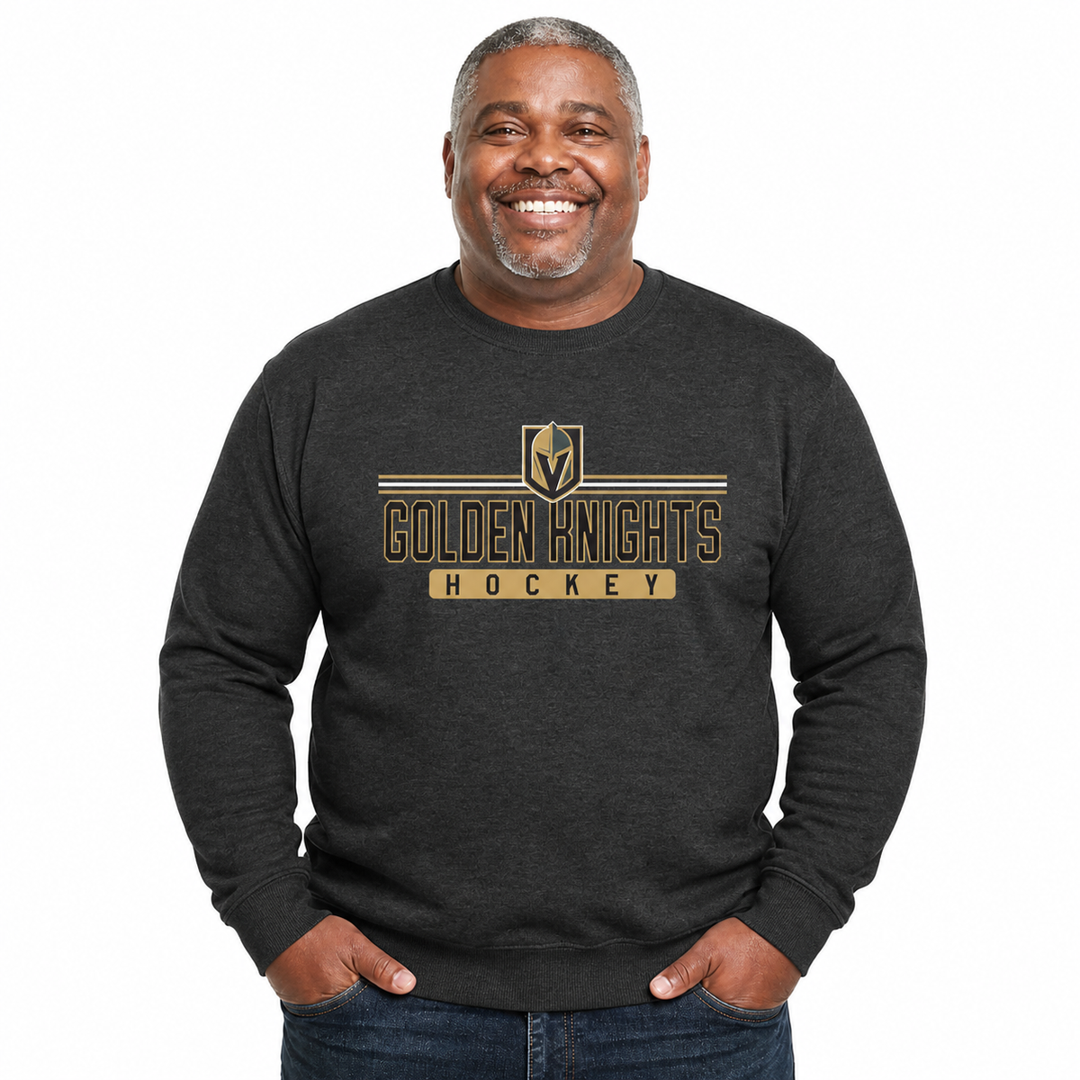 Las Vegas Golden Knights Vegas Golden Knights NHL True Fan Fleece Crewneck Sweatshirt Men Women - Charcoal