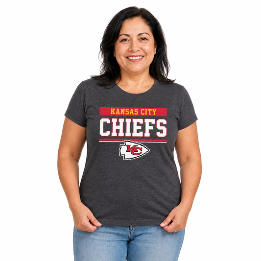 Kansas City Chiefs  Women's NFL Charcoal T-Shirt Short Sleeve - Charcoal