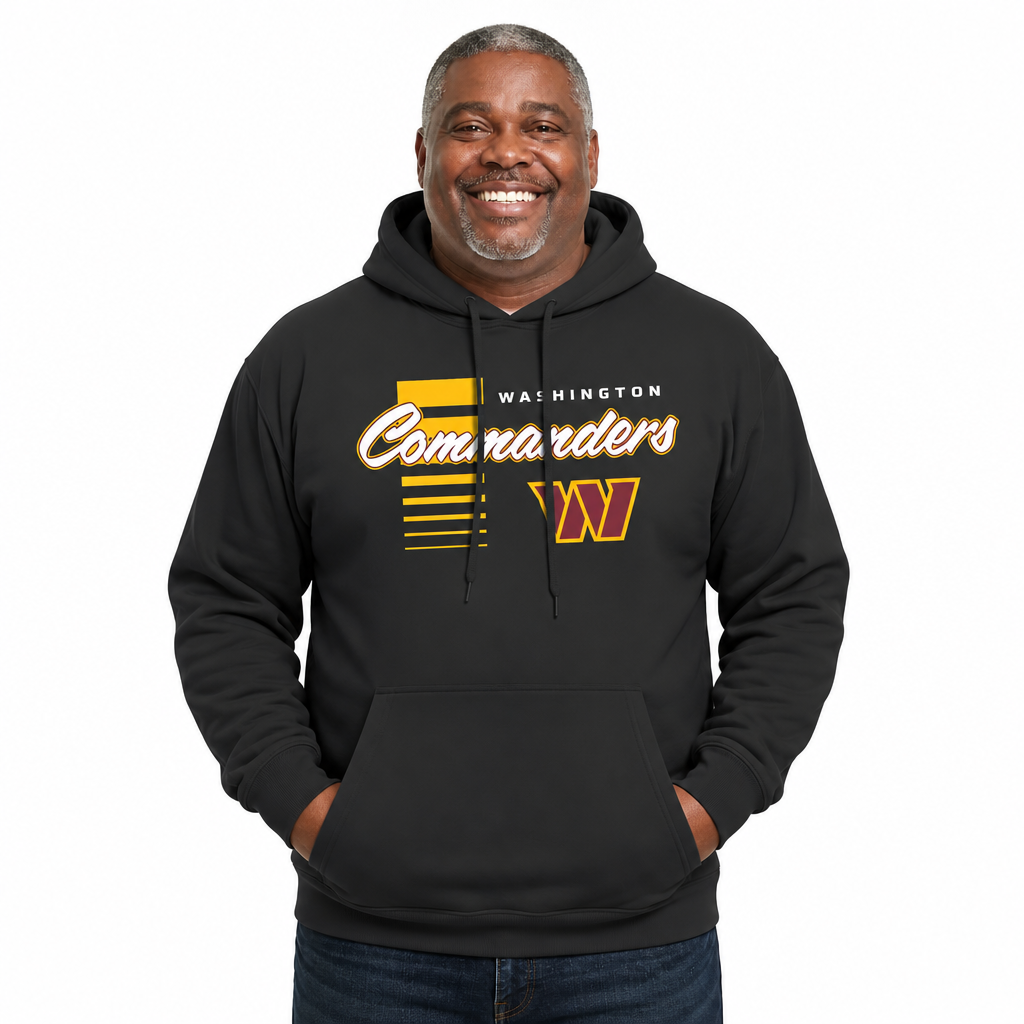Washington Commanders NFL Adult Unisex Retro Script Ultra Soft Fleece Hooded Sweatshirt - Black