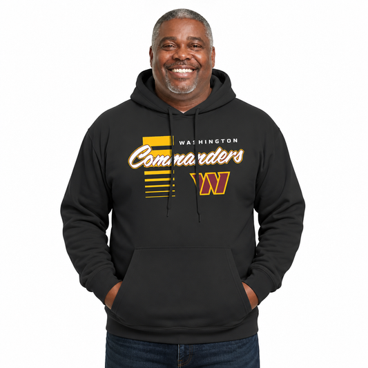 Washington Commanders NFL Adult Unisex Retro Script Ultra Soft Fleece Hooded Sweatshirt - Black