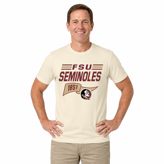 Florida State Seminoles Varsity Club Pennant Shirt - Off White