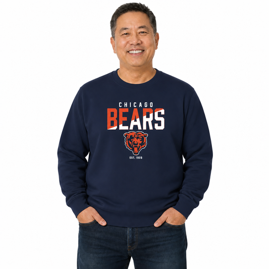Chicago Bears NFL Color Block Fleece Crewneck - Navy