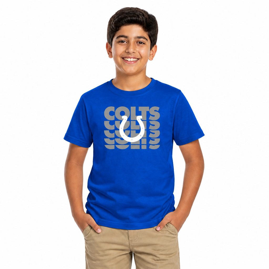 Indianapolis Colts NFL Youth Repeating Logo Football T-Shirt - Royal