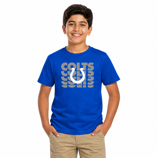 Indianapolis Colts NFL Youth Repeating Logo Football T-Shirt - Royal