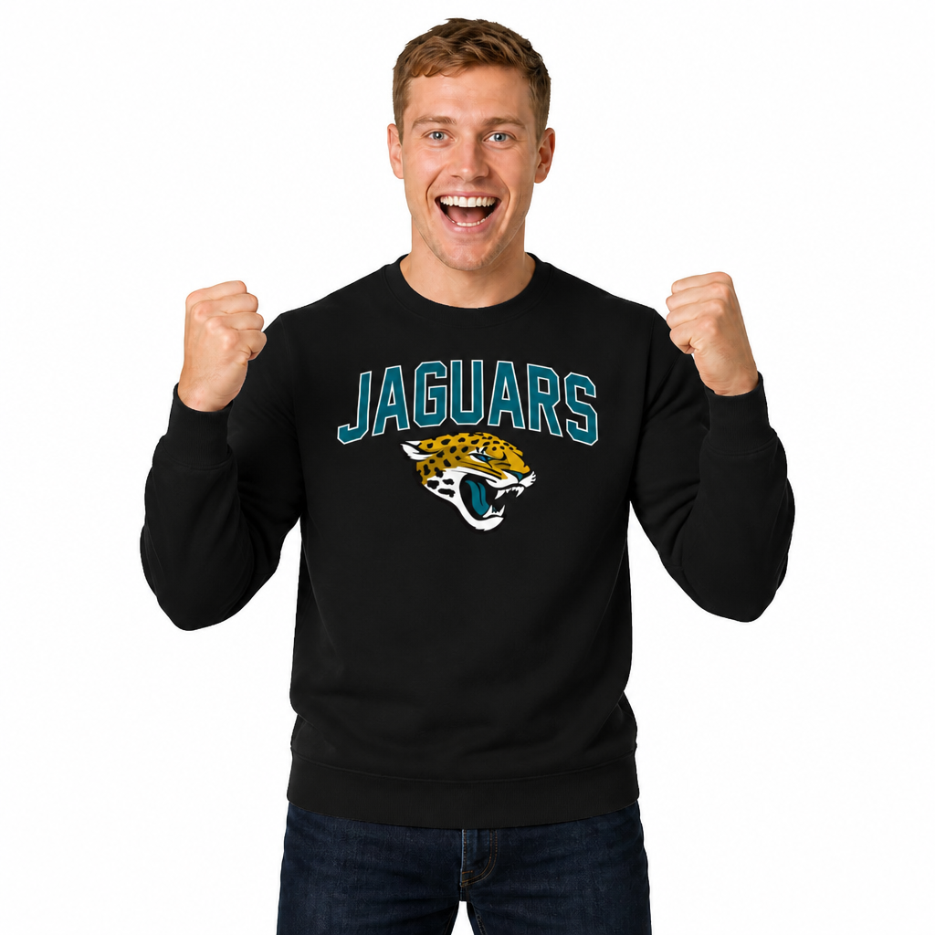 Jacksonville Jaguars NFL Home Team Fleece Crewneck Sweatshirt Men Women - Black