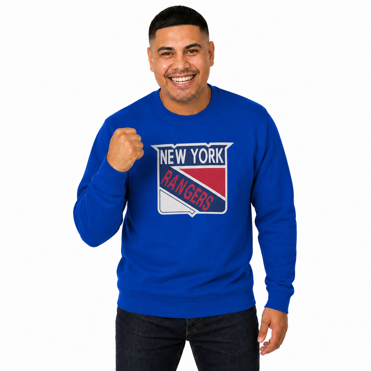 New York Rangers NHL Retro Logo Fleece Crewneck Sweatshirt Men Women - Royal Heather
