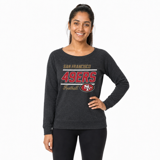 San Francisco 49ers Women's Gameday Crewneck Sweatshirt Long Sleeve - Charcoal