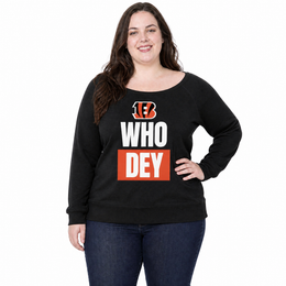 Cincinnati Bengals NFL Womens Plus Size Team Slogan Crew Neck - Black