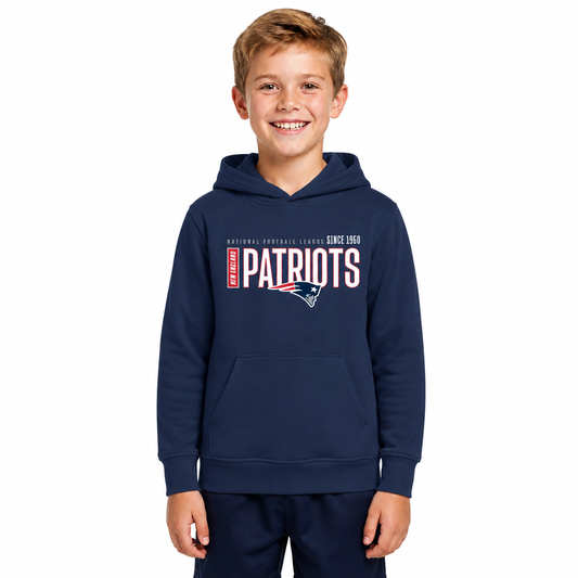 New England Patriots NFL Youth Modern Endzone Football Fleece Hooded Sweatshirt - Navy