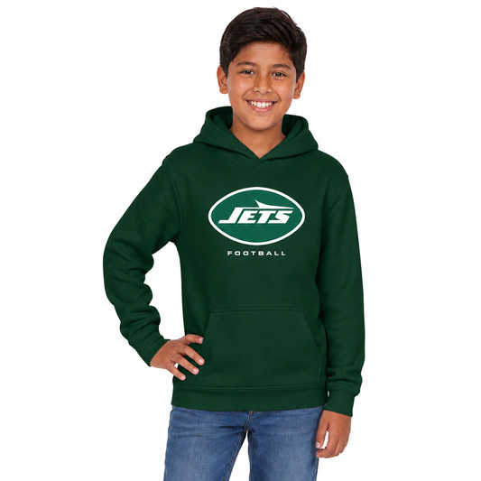 New York Jets NFL Youth Large Logo Fleece Hoodie Boys Girls - Forest Green