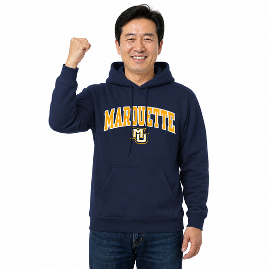 Marquette Golden Eagles NCAA Adult Tackle Twill Hooded Sweatshirt - Navy