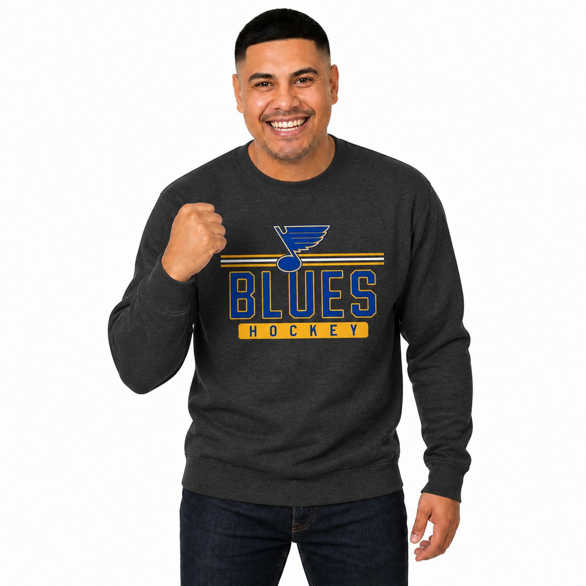 St. Louis Blues NHL True Fan Fleece Crewneck Sweatshirt Men Women - Charcoal
