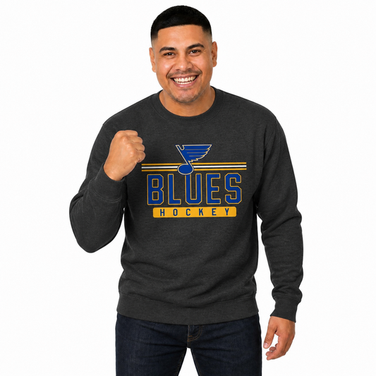 St. Louis Blues NHL True Fan Fleece Crewneck Sweatshirt Men Women - Charcoal