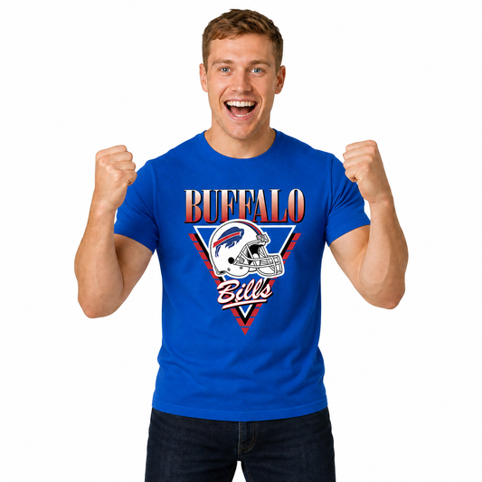 Buffalo Bills NFL Retro Triangle T-Shirt - Royal