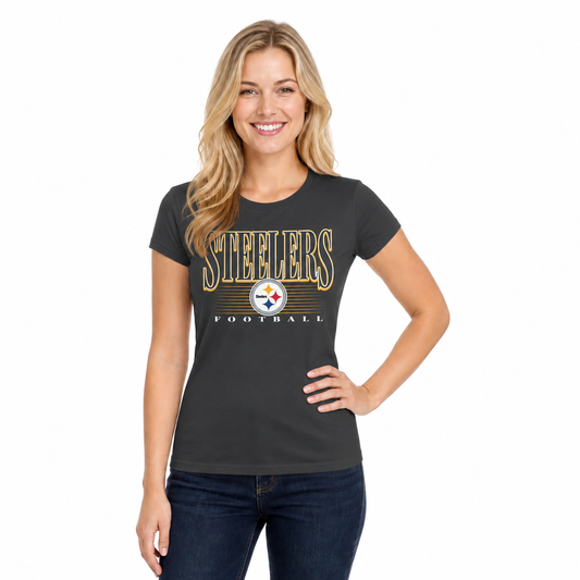 Pittsburgh Steelers  Overtime Blueprint Women's NFL Short Sleeve T-Shirt - Black