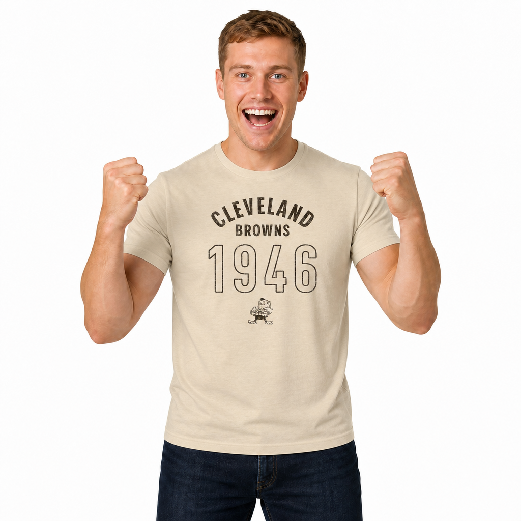 Cleveland Browns Big Date Tag-Less T-Shirt - Natural