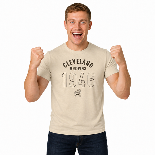 Cleveland Browns Big Date Tag-Less T-Shirt - Natural
