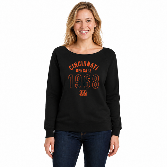 Cincinnati Bengals  Women's NFL Big Date French Terry Pullover - Black