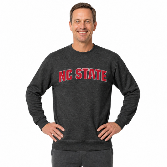 NC State Wolfpack NCAA Adult Charcoal Crewneck Fleece Sweatshirt - Charcoal