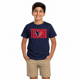 Houston Texans NFL Youth Repeating Logo Football T-Shirt - Navy