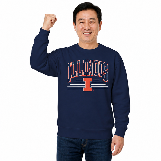 Illinois Fighting Illini NCAA Overtime Classics Crewneck Sweatshirt - Navy