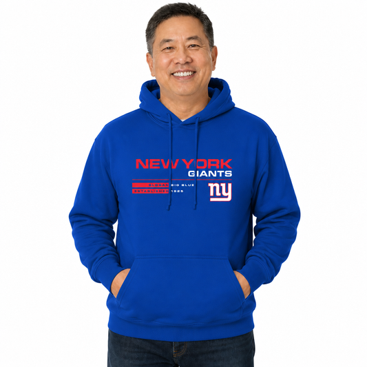 New York Giants Adult NFL Speed Stat Sheet Fleece Hooded Sweatshirt - Royal