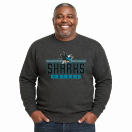 San Jose Sharks NHL True Fan Fleece Crewneck Sweatshirt Men Women - Charcoal