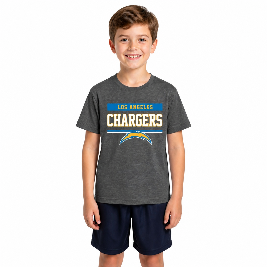 Los Angeles Chargers NFL Youth Short Sleeve Charcoal T Shirt - Charcoal