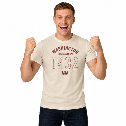 Washington Commanders Big Date Tag-Less T-Shirt - Natural