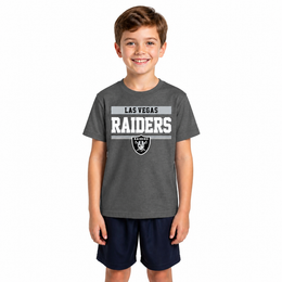 Las Vegas Raiders NFL Youth Short Sleeve Charcoal T Shirt - Charcoal