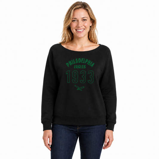 Philadelphia Eagles  Women's NFL Big Date French Terry Pullover - Black