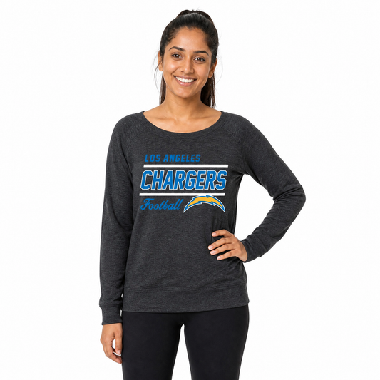 Los Angeles Chargers Women's Gameday Crewneck Sweatshirt Long Sleeve - Heather Charcoal