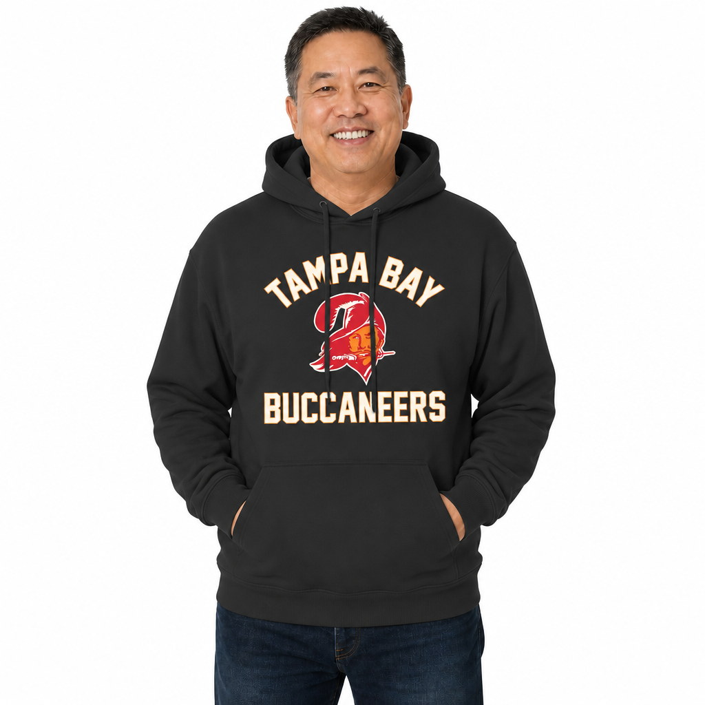 Tampa Bay Buccaneers NFL Adult Unisex Retro Gameday Ultra Soft Fleece Hooded Sweatshirt - Black