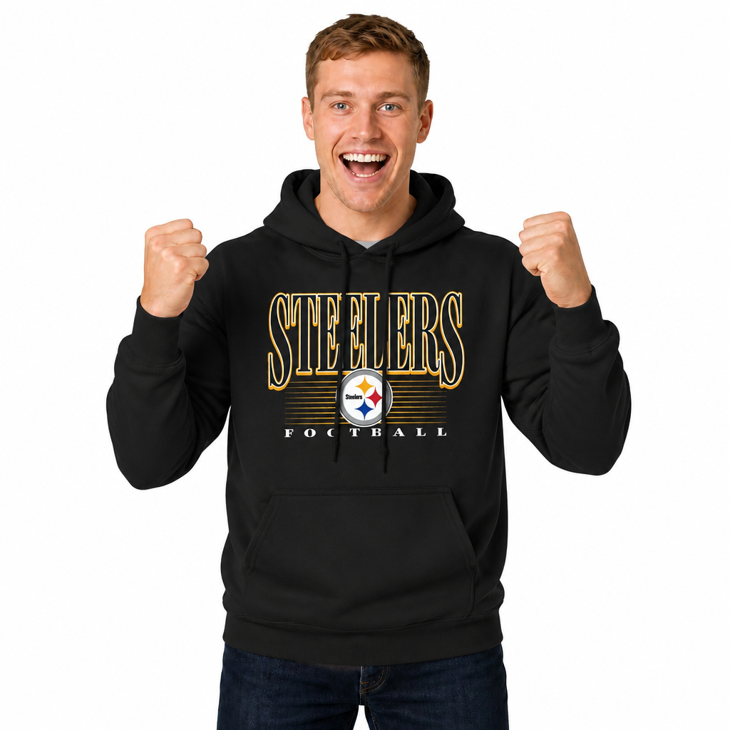 Pittsburgh Steelers NFL Overtime Blueprint Pullover Hoodie Men Women - Black