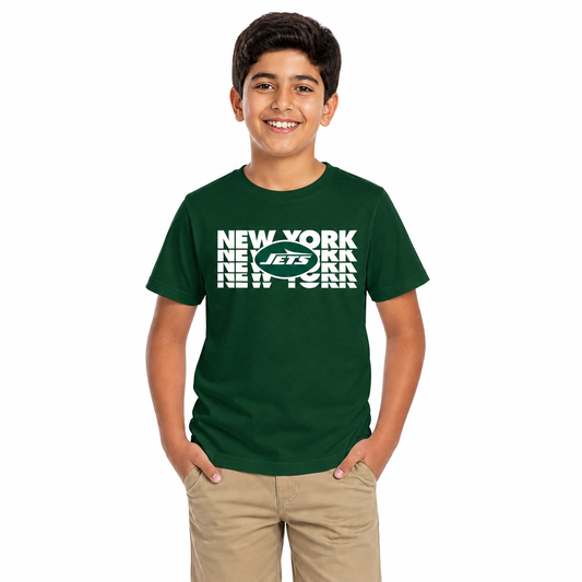 New York Jets NFL Youth Repeating Logo Football T-Shirt - Forest Green