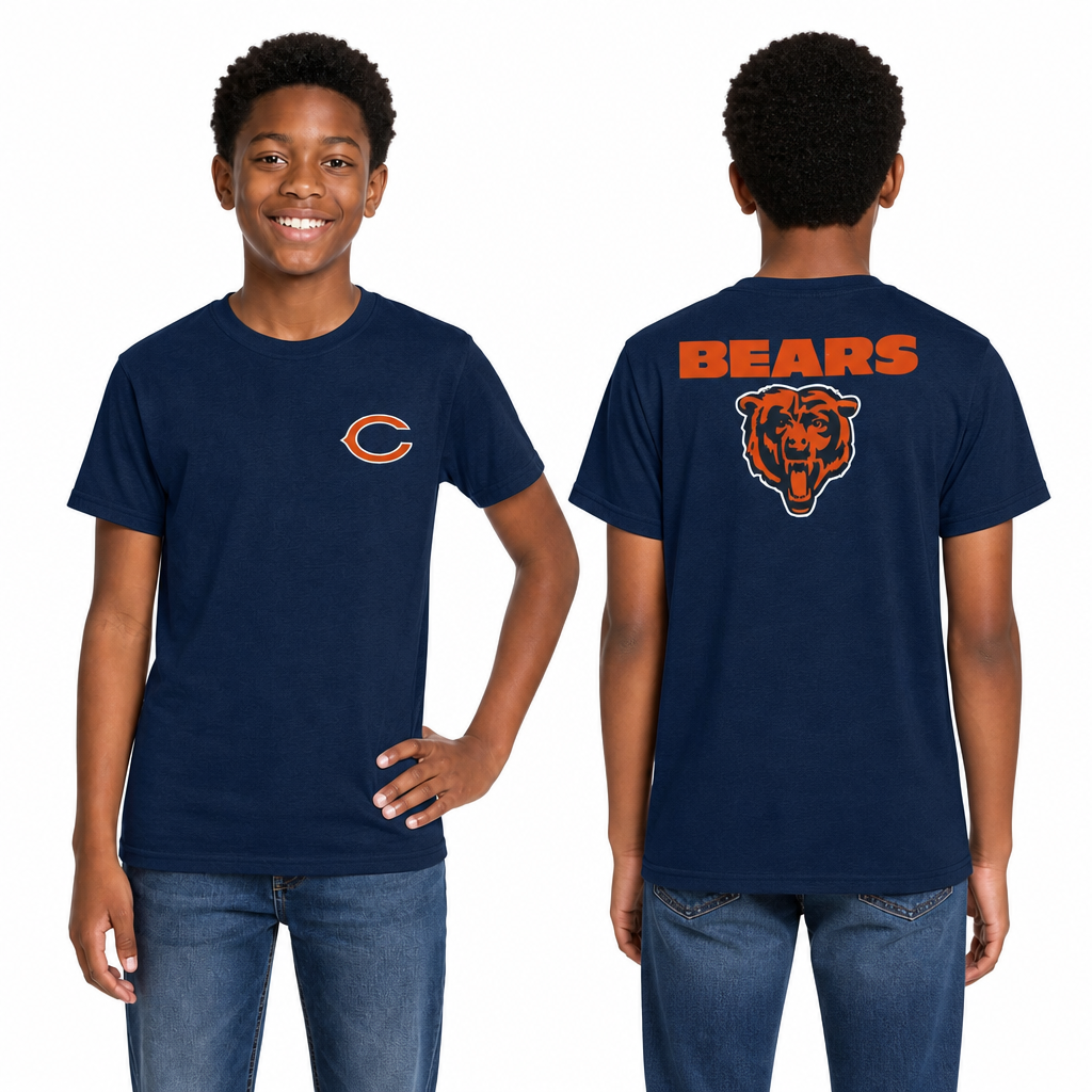 Chicago Bears Team Fan Apparel NFL Youth Final Countdown Tee- Pro Football T-Shirt For Boys & Girls - Navy