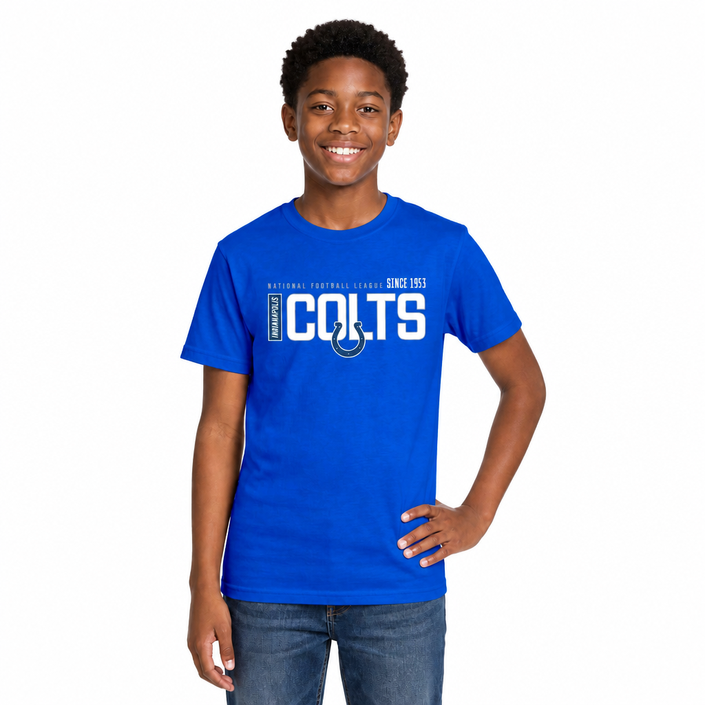 Indianapolis Colts NFL Youth Modern Endzone T-Shirt Unisex Boys Girls - Royal