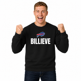 Buffalo Bills NFL Adult Slogan Crewneck Sweatshirt - Black