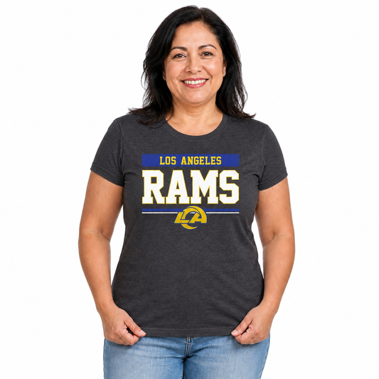 Los Angeles Rams  Women's NFL Charcoal T-Shirt Short Sleeve - Charcoal
