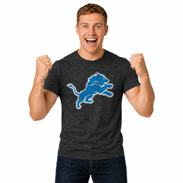 Detroit Lions NFL Throwback Tee - Black Heather