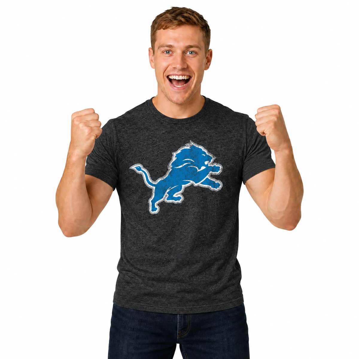 Detroit Lions NFL Throwback Tee - Black Heather
